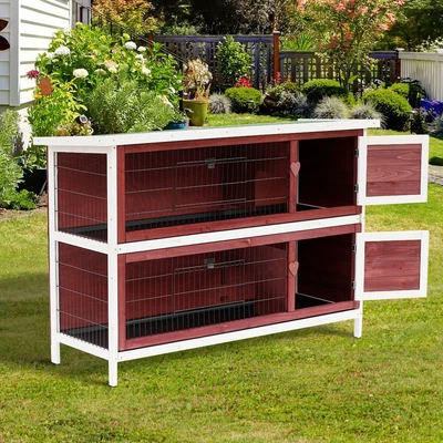 £140.99 • Buy 2 Tier Double Decker Wooden Rabbit Hutch Pet Cage Guinea Pig House Bunny Ferret