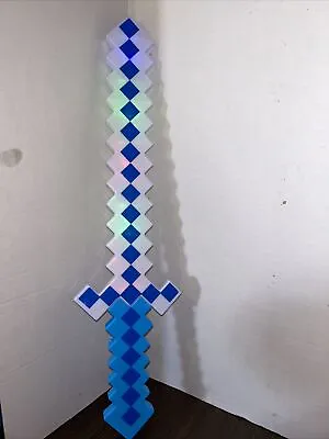 Minecraft Blue Diamond Enchanted Light Up Plastic 24  Inch Toy Sword Tested • $19.99