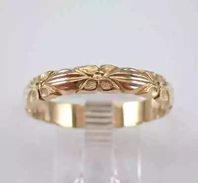 Vintage 925 Silver Special Unique Etched Flower Stacking Anniversary Band Ring • $106.59