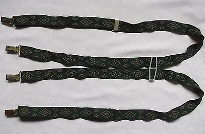 £23.99 • Buy Braces Suspenders Mens Vintage CLIP ON 1970s SKA GREEN DIAMONDS 