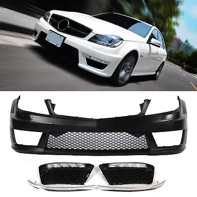 AMG Style Front Bumper W/ DRL W/o PDC For Mercedes W204 12-15 C-Class C250 C300 • $465.49