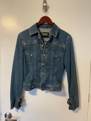 Vintage 1990’s VERSACE Boho Cropped Style Denim Jacket W Cuff Versace Flaws • $355