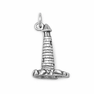 Sterling Silver Oxidized Lighthouse Charm • £51.76