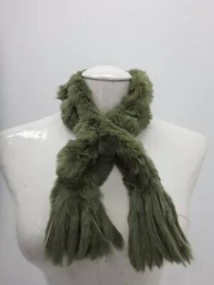 Satin Rabbit Real Fur Collar / Scarf Green For Winter Coat Jacket 42265 • $11.20