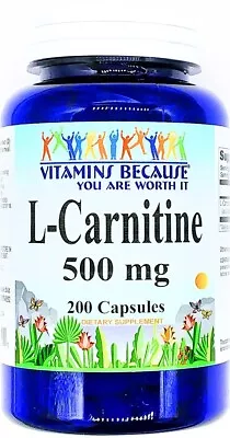 L-Carnitine 500mg 200 Capsules Free Form • $12.37