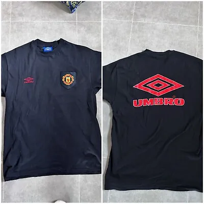 Manchester United Black 90’s Umbro Training Shirt Mens Size Large - VGC Rare • £29.99