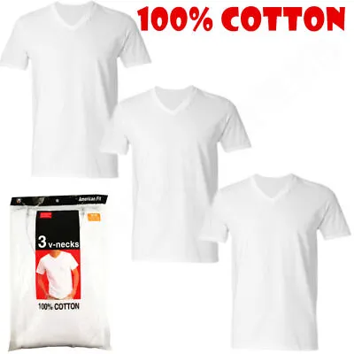 3-Pack Men's Black/White 100% Cotton V-Neck T-Shirts “Tag Less ~Undershirt” • $12.88