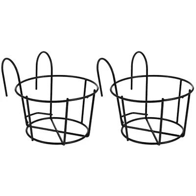 2PCS Railing Plant Pots Porch Hanging Basket Metal Fence Planter Bucket Planter • $18.59