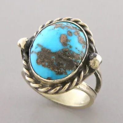 Vintage Beautiful Navajo Sterling Silver Turquoise Ring Size 5.5 • $143.95