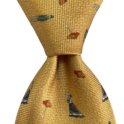 BVLGARI SEVENFOLD Men's Silk XL Necktie ITALY Luxury VICTORIAN LADIES Yellow GUC • $90.99