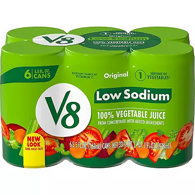 V8 Low Sodium Original 100% Vegetable Juice 5.5 Oz. Can (Total Of 24) • $30.10