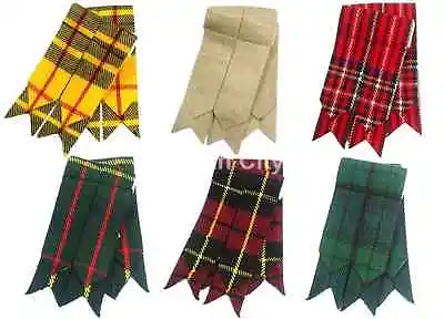 Scottish Kilt Sock Flashes Various Tartans/Highland Kilt Hose Flashes Pointed • £3.49