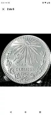 *Beautiful* Authentic Mexico 20 Centavos .720 Fine Silver Coin  Cap And Rays   • $10.99