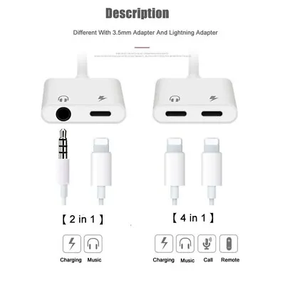 2in1 Adapter Splitter Dual Headphone Audio & Charger For IPhone 13 12 11 X Pro • £4.50