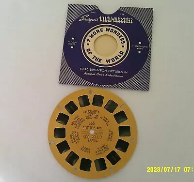 Vintage View-Master Hand Lettered Buff Reel # 666 Santos And Sao Paulo Brazil • $8