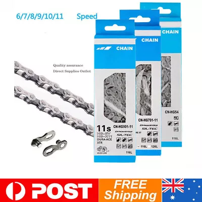 FOR Shimano 6/7/8/9/10/11 Speed Chain HG54/95/701 Deore MTB Road Bike 116 Link • $22.99