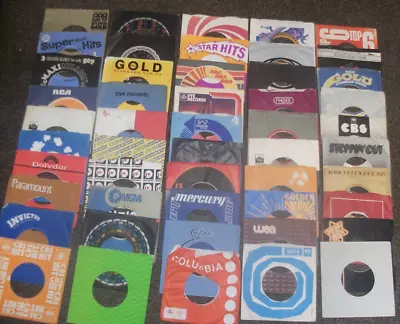 Job Lot Of 50 Assorted ORIGINAL Company Record Sleeves - 7 Inch • £9.95