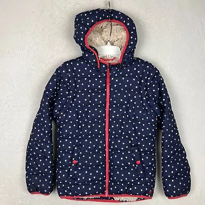 Mini Boden Kids Girl Jacket Size 11-12 Years Blue Stars Hooded Parka • $19.95