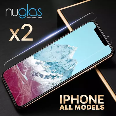 $6.95 • Buy 2x NUGLAS Tempered Glass Screen Protector For IPhone XS Max XR X 8 7 6s Plus 5s