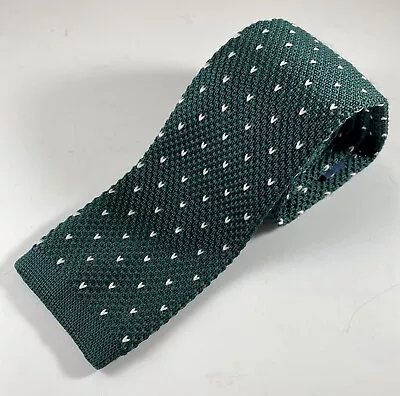 OTAA 58” Men’s Square Tip Neck Tie Forest Green & White Pattern Knitted Necktie • $24.99