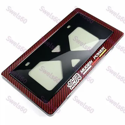 For JDM MUGEN POWER Real Carbon License Plate Cover Protector Shield Frame Red 9 • $69.90