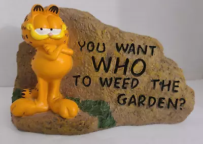 GARFIELD Decorative Garden Faux Rock Landscaping Decor  WHO TO WEED THE GARDEN?  • $19.99