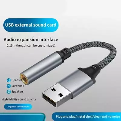 3.5mm To USB Mic/Headphone Jack Stereo Headset Audio Adapter Sound Card • £3.86