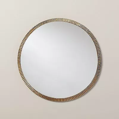 20  Pleated Brass Round Wall Mirror Antique Finish - Hearth & Hand With Magnolia • $28.99