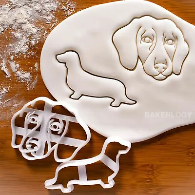 Set Of 2 Short Haired Dachshund Cookie Cutters |sausage Dog Wiener Badger Weenie • £13.61