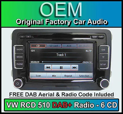 VW Passat DAB+ Car Stereo RCD 510 DAB+ Radio 6 CD Changer Touchscreen SD Card • $372.99