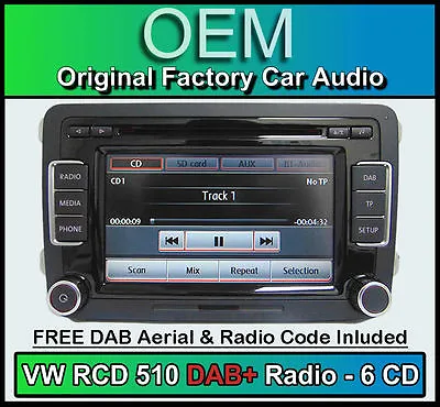 VW Tiguan DAB+ Car Stereo RCD 510 DAB+ Radio 6 CD Changer Touchscreen SD Card • $373.35