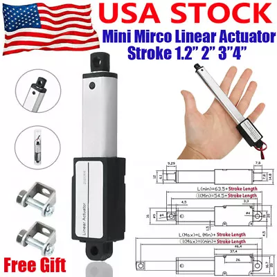 Mini Micro Linear Actuator 12V 1  1.2  2  3  4  Stroke Fast Speed Up To 6inch/s • $22.99