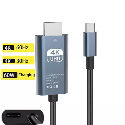 $9.99 • Buy USB-C To HDMI Cable 4K Type C USB To HDMI Adapter Converter With PD Charging 