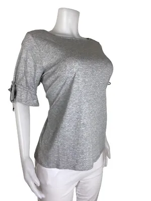 Michael Kors Blouse Size L Grey Top Short Sleeve Shirt Round Neck. NWT $78 • $37.99