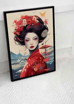 Japanese Geisha Poster Abstract Digital Wall Art Print -a3 A4 Size • £8.95