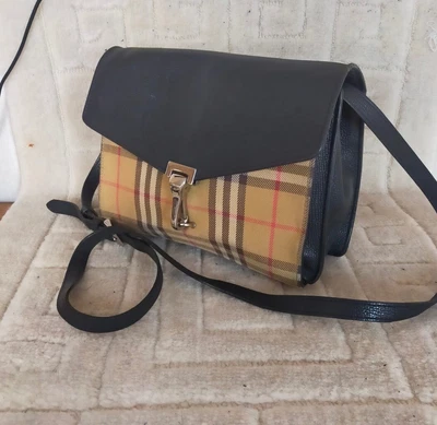 £155 • Buy Burberry Macken Calf Grained Leather /nova Check Crossbody Bag 