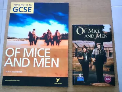 Of Mice And Men: Novel By John Steinbeck (H/B)  & York Notes For GCSE (P/B) • £3