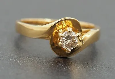 Diamond Solitare Ring Wedding/Engagement Jewelry 18ct Yellow Gold Size M 1/2 • $405.34
