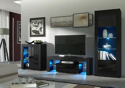 Living Room Set Matt Body & Gloss Doors TV Unit Display Cabinet With Free LED  • £169.90