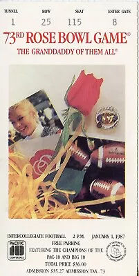 1987 Rose Bowl Arizona State V Michigan Football Ticket Stub 1-25-115 • $16.99