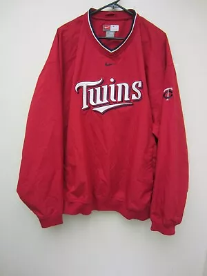 NIKE Men XXL Minnesota Twins Baseball V-Neck Pullover Windbreaker Jacket 2XL MLB • $34.99