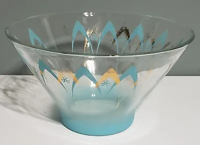 Vintage Anchor Hocking Atomic Boomerang Chip Bowl Happy Hour Blendo Turquoise • $24.99