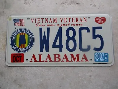 Alabama 2007 Vietnam Veteran  License Plate   # W 48C5 • $15