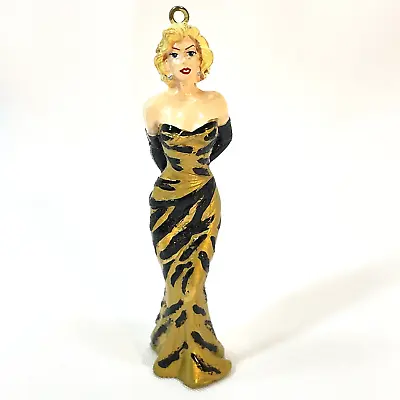Estate Marilyn Monroe Christmas Ornament Gold Black Animal Print Dress 1990 PVC • $9
