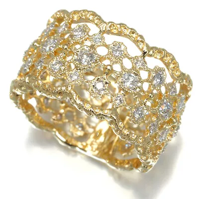 Diamond 0.43ct Milgrain Openwork Ring 18K 750 Yellow Gold • $733.42