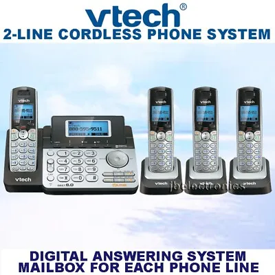 Vtech Ds6151 Dect 6.0 2-line Cordless Phone + 3 Cordless Handsets • $194.95