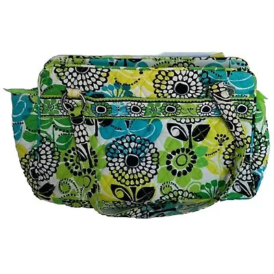 Vera Bradley NWOT Limes Up Green Blue White Black Floral Quilted Satchel Handbag • $20