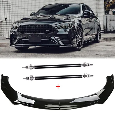 Front Bumper Lip Spoiler Splitter + Strut Rods For Mercedes-Benz W211 W212 W213 • $99.11