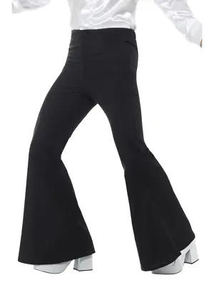 Flared Trousers Mens Black Retro 60's 70's Fancy Dress Costume Accessory • $29.95