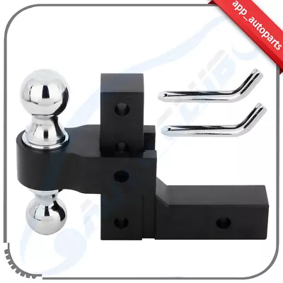 Tow Trailer Hitch 2 Ball Adjustable Ball Mount Receiver Black 1pcs • $70.46